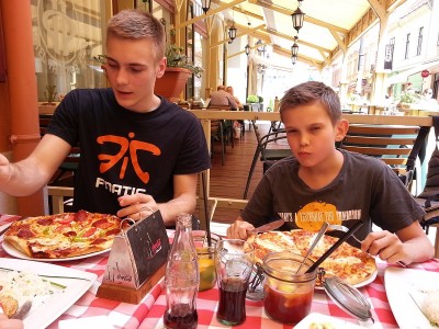 Pécs, Hungary -  Eating pizza with my brother in the summer of 2014